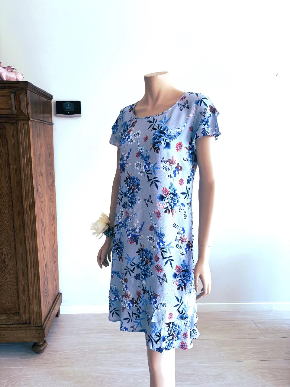 🌸 Vestido floral Taifun – plissado – duplo com babados – serve 38/40 – photo 2